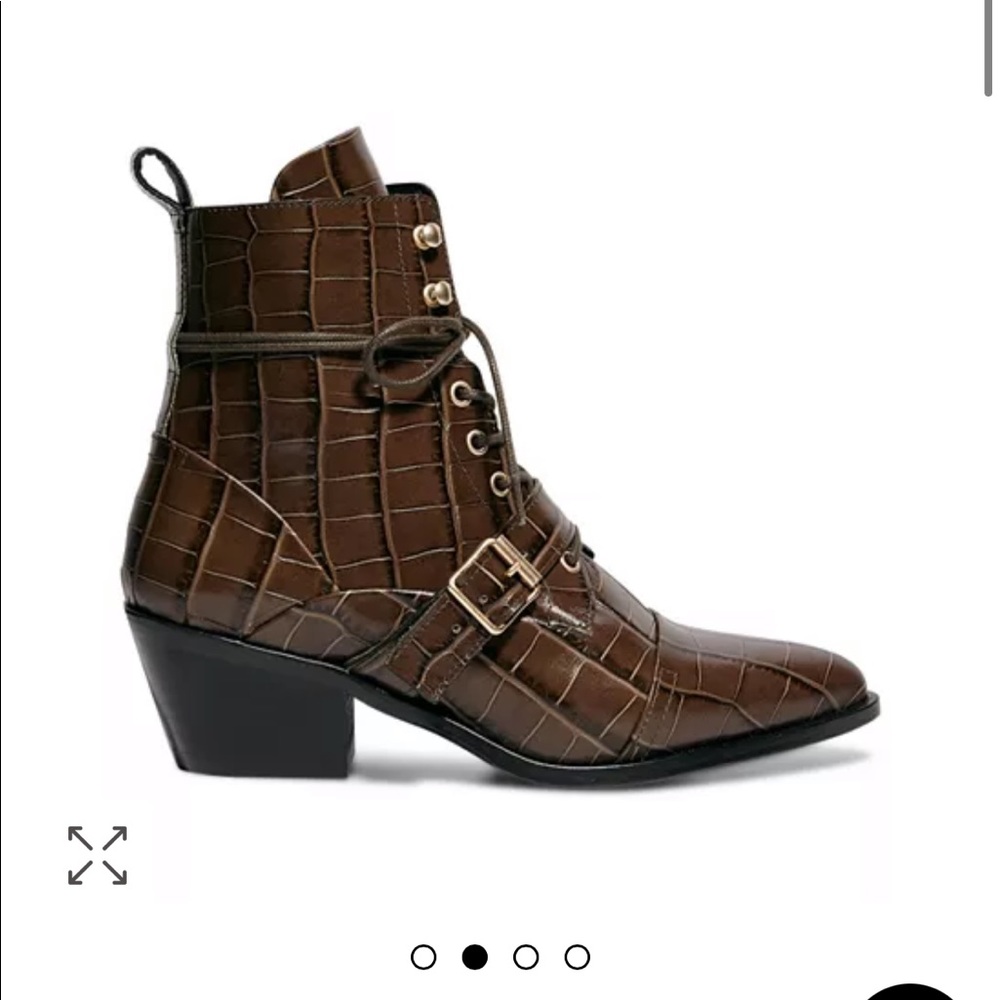 All saints brown crocodile design boots